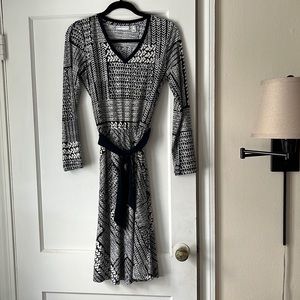 Navy & white printed dress